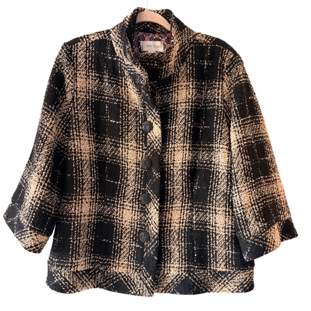 Erin London plaid tweed swing jacket size L/xl